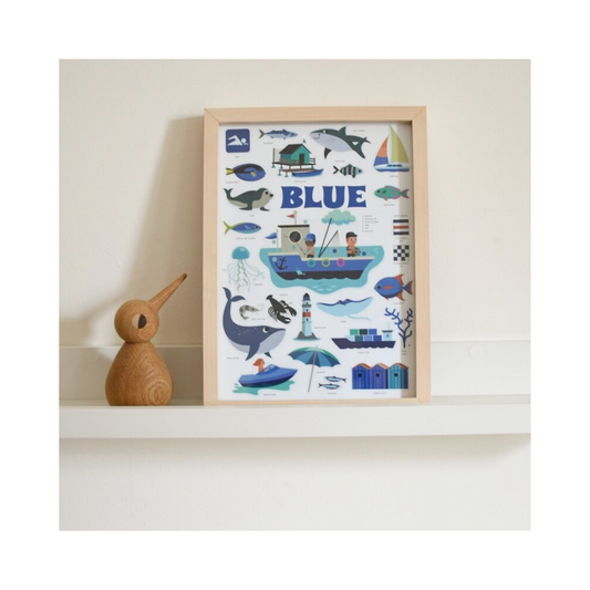 Mini Poster con 26 Stickers - El Mar Azul